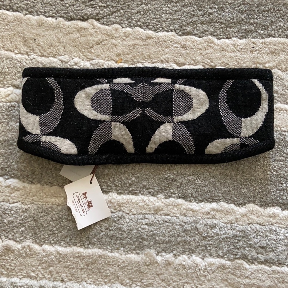Coach black and silver head warmer